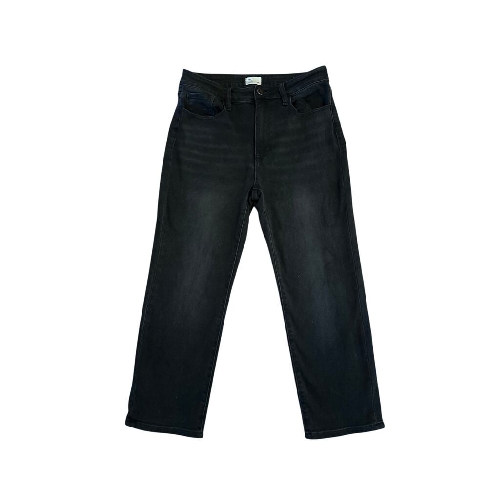 Women 29P Petite The Fine Print Black Denim Jeans Pants Straight Leg Stretch